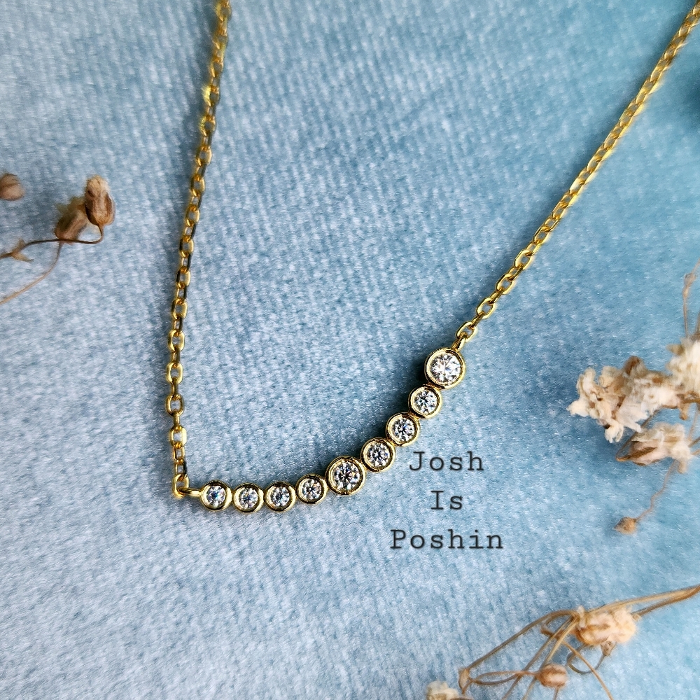 Moissanite bar pendant necklace in 18K gold sterling silver